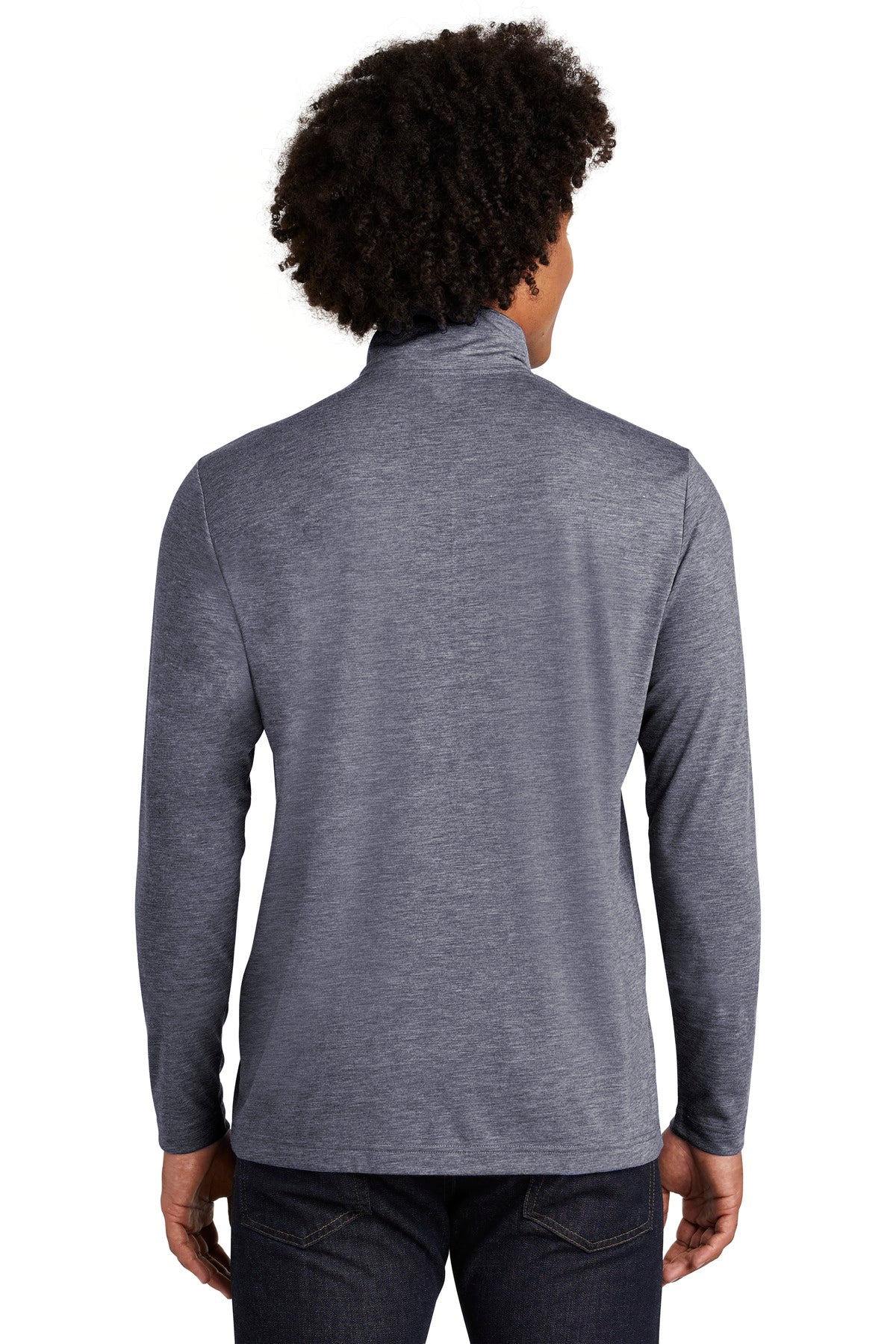 True Navy Hthr Sport-Tek PosiCharge Tri-Blend Wicking 1/4-Zip Pullover. ST407