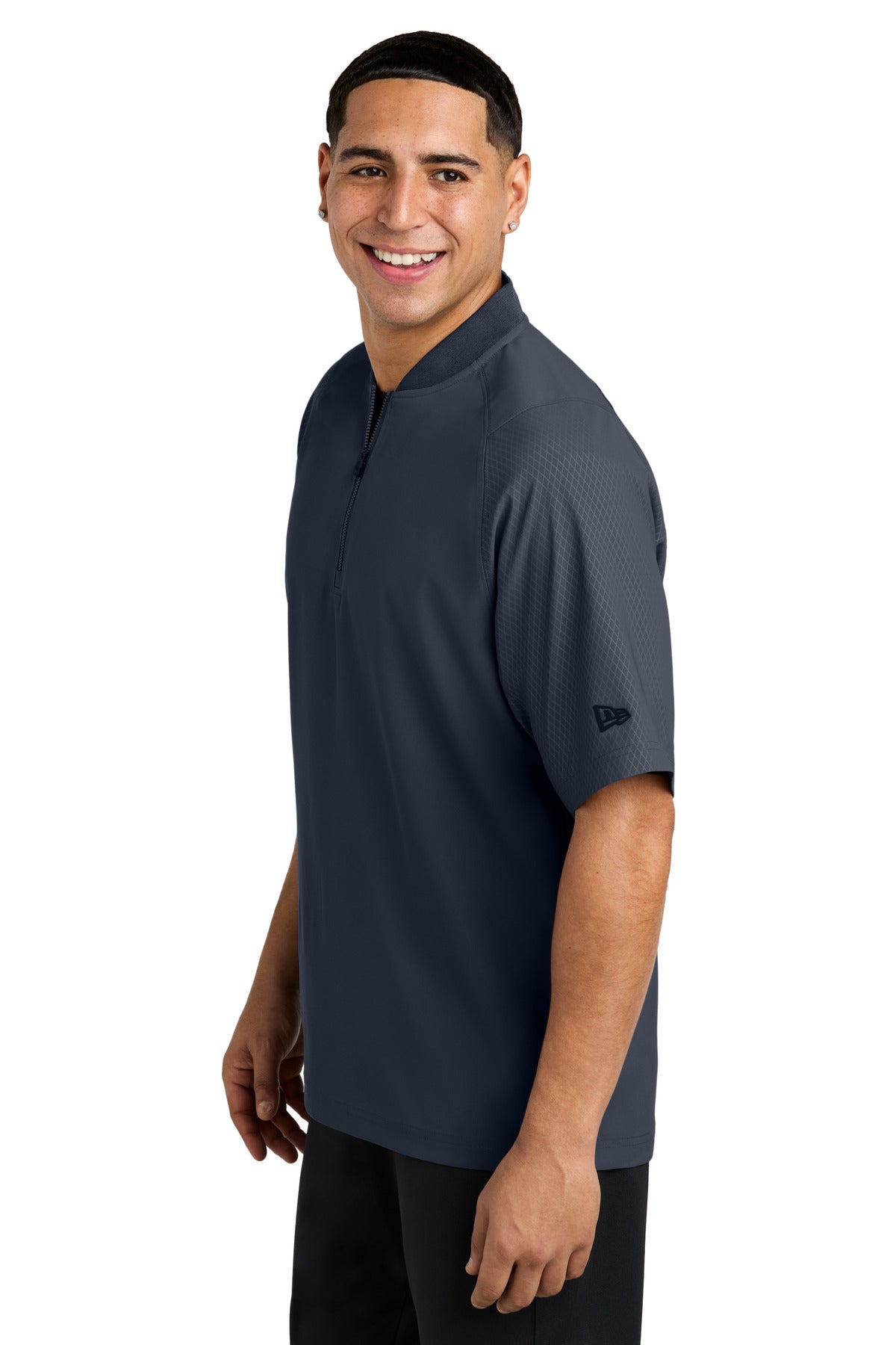 True Navy New Era Cage Short Sleeve 1/4-Zip Jacket. NEA600