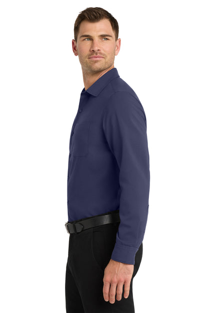 True Navy Port Authority Long Sleeve Performance Staff Shirt W401