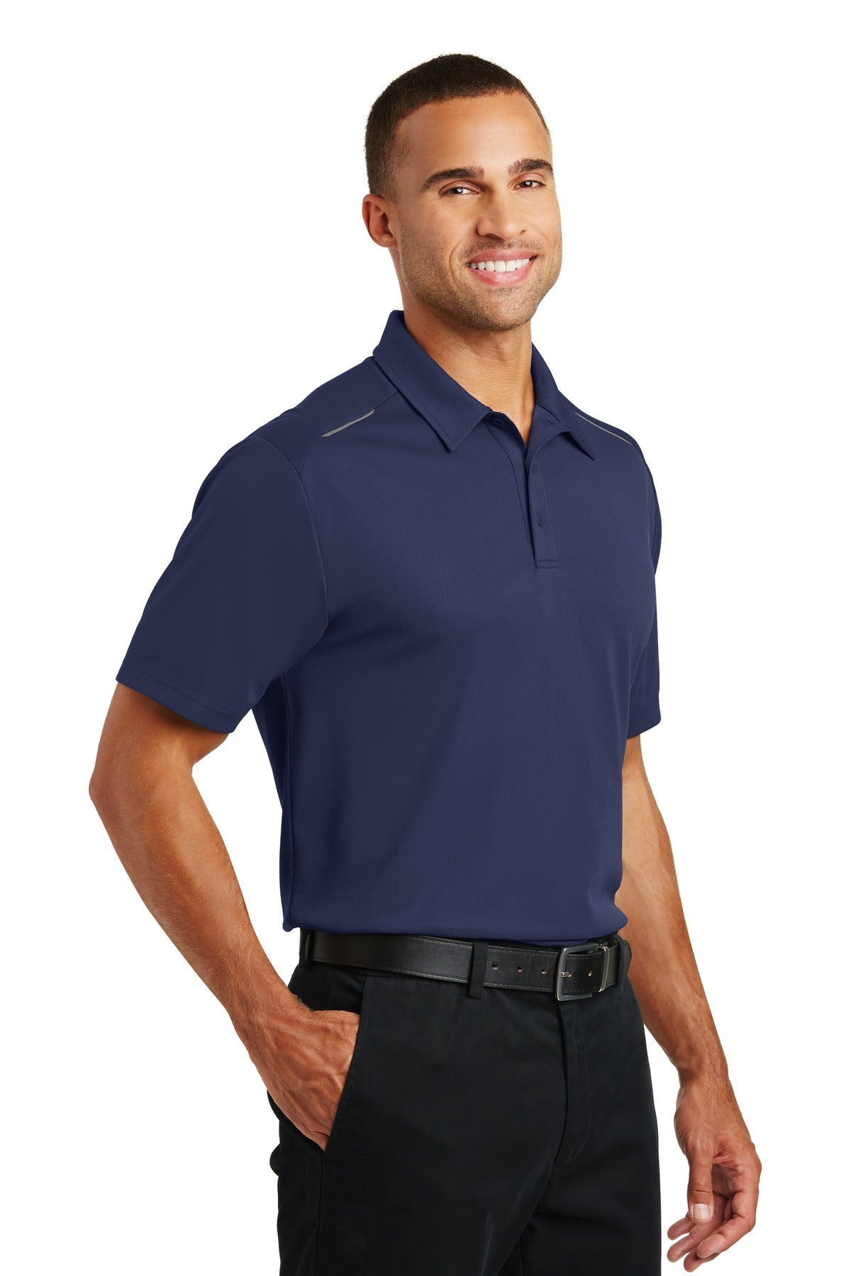 True Navy Port Authority Pinpoint Mesh Polo. K580