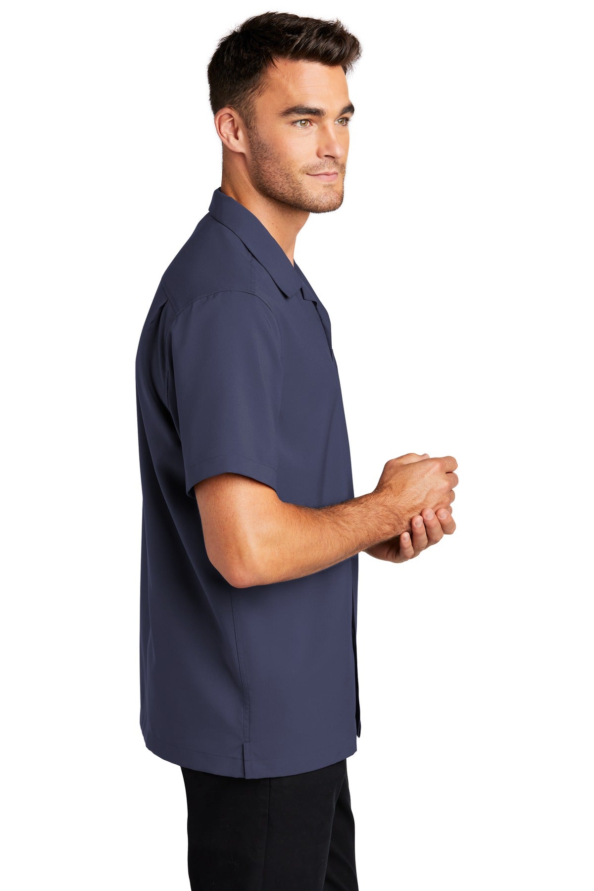 True Navy Port Authority Short Sleeve Performance Staff Shirt W400
