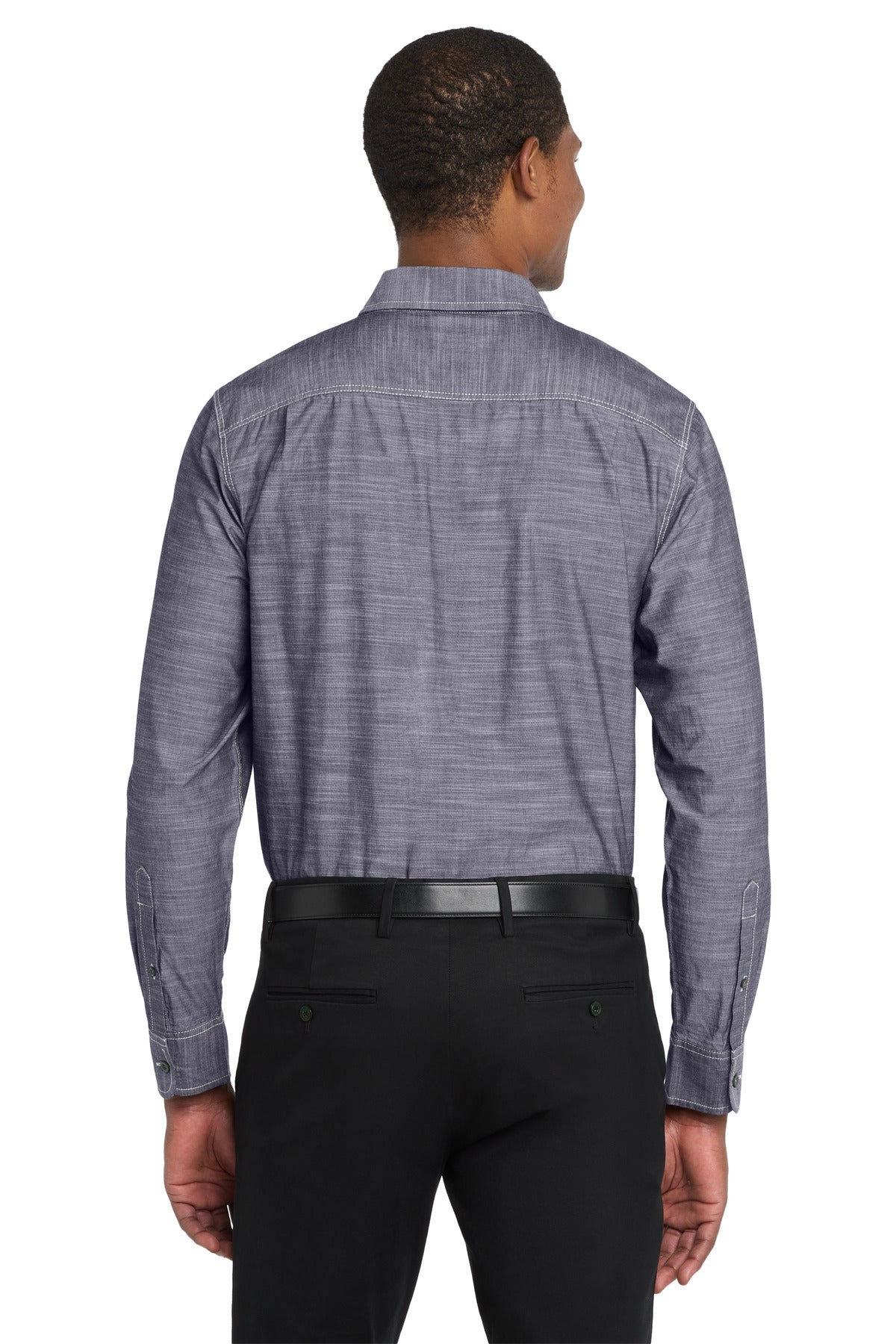 True Navy Port Authority Slub Chambray Shirt. W380