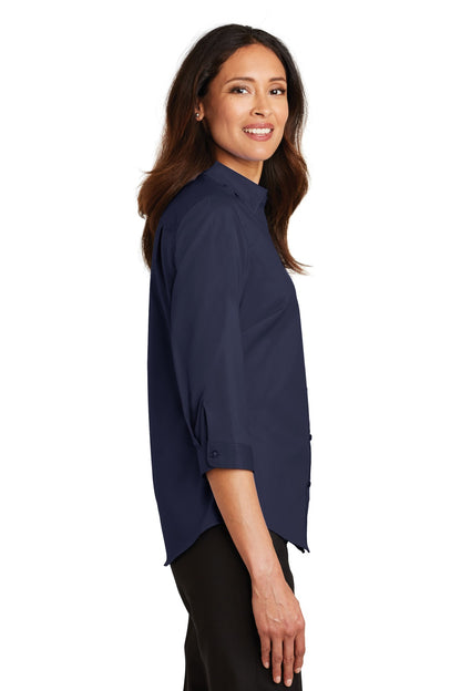 True Navy Port Authority Women's 3/4-Sleeve SuperPro Twill Shirt. L665