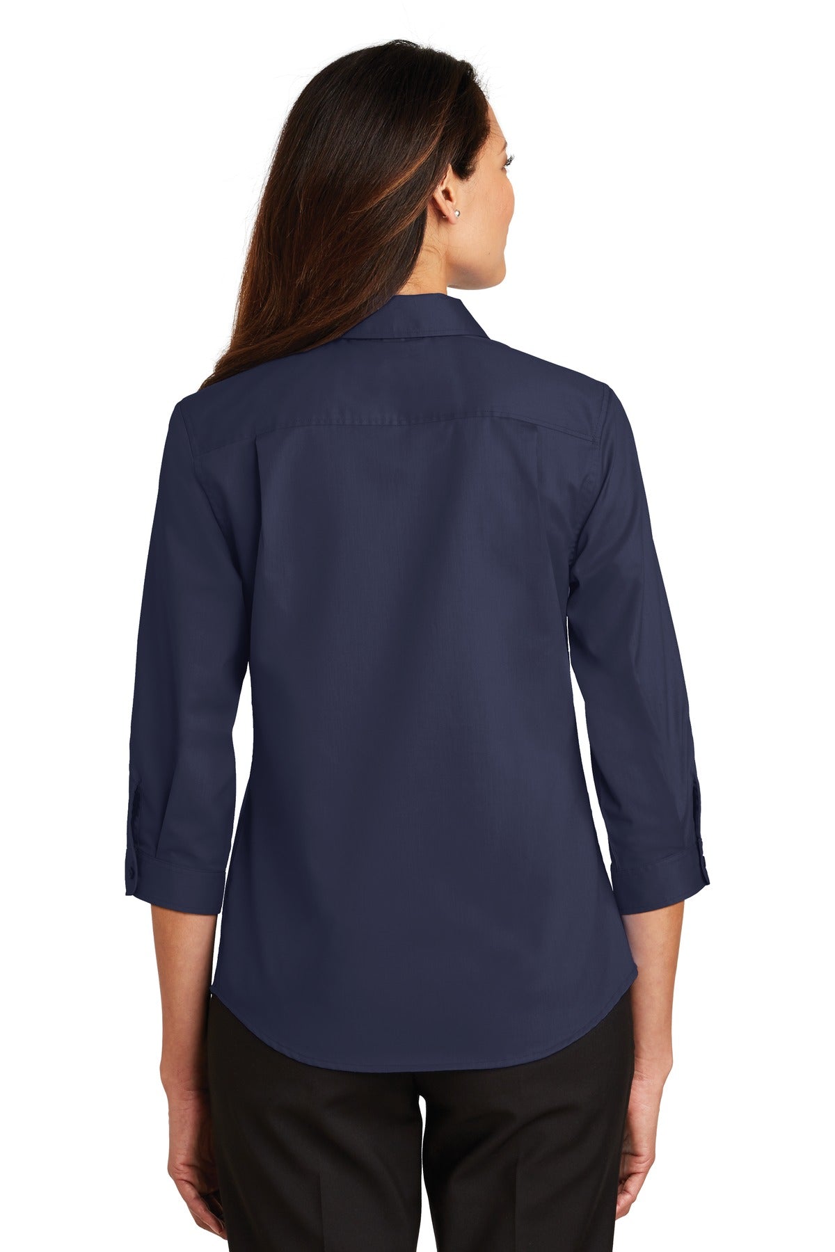 True Navy Port Authority Women's 3/4-Sleeve SuperPro Twill Shirt. L665