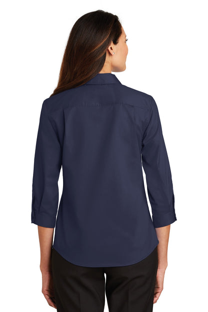 True Navy Port Authority Women's 3/4-Sleeve SuperPro Twill Shirt. L665