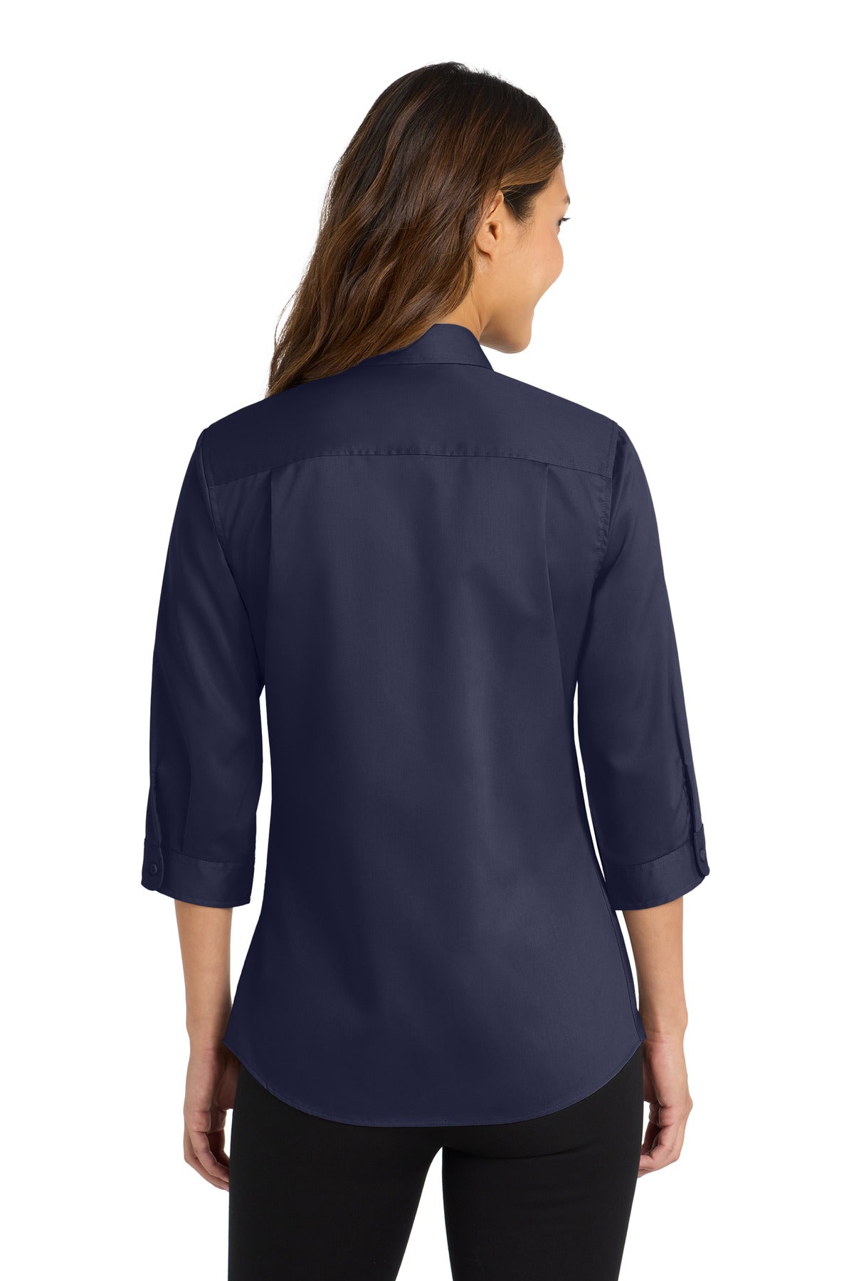 True Navy Port Authority Women's 3/4-Sleeve SuperPro Twill Shirt. L665