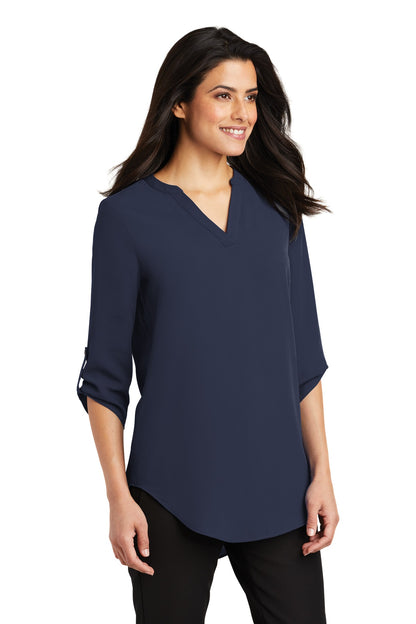 True Navy Port Authority Women's 3/4-Sleeve Tunic Blouse. LW701