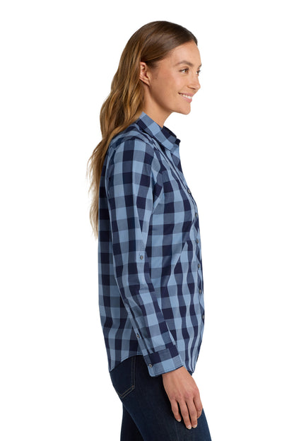 True Navy Port Authority Women's Everyday Plaid Shirt. LW670