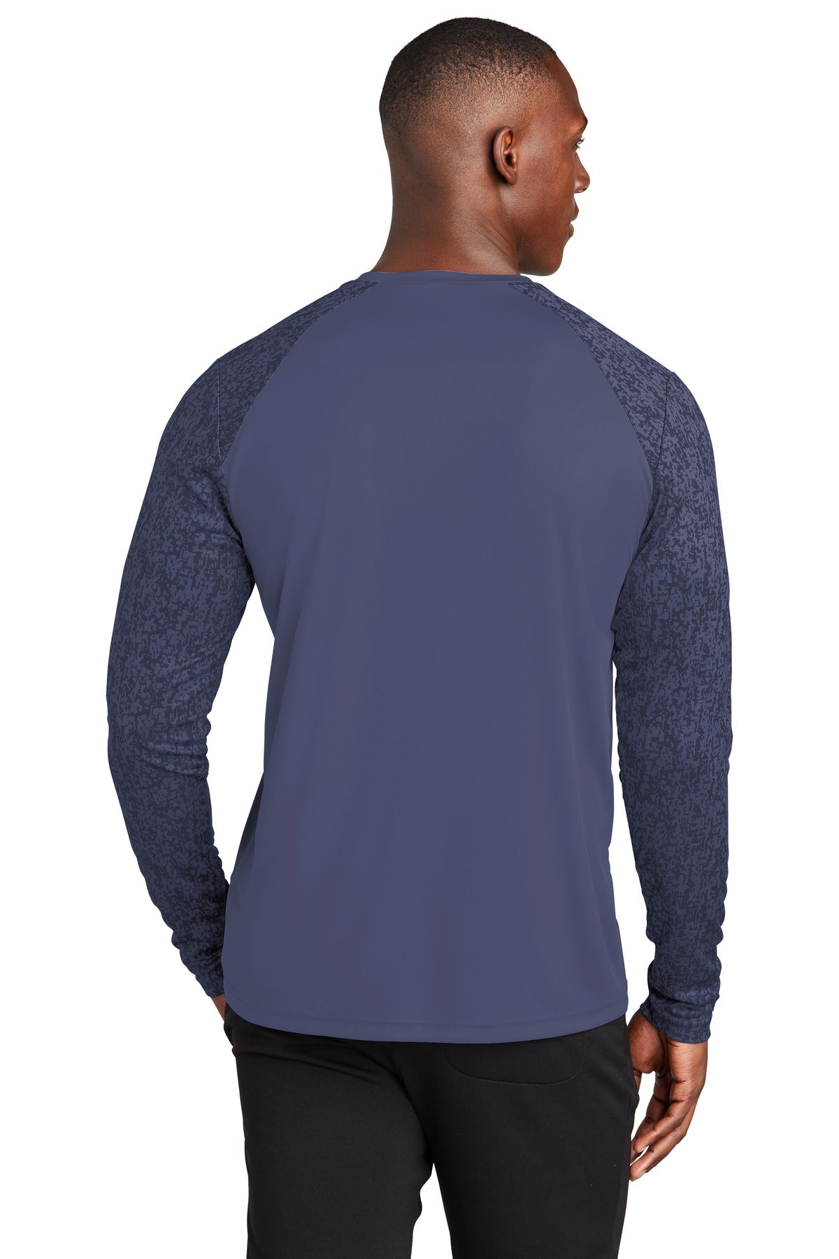 True Navy Sport-Tek Long Sleeve Digi Camo Tee. ST460LS