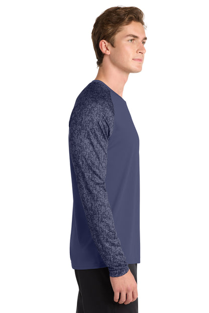 True Navy Sport-Tek Long Sleeve Digi Camo Tee. ST460LS
