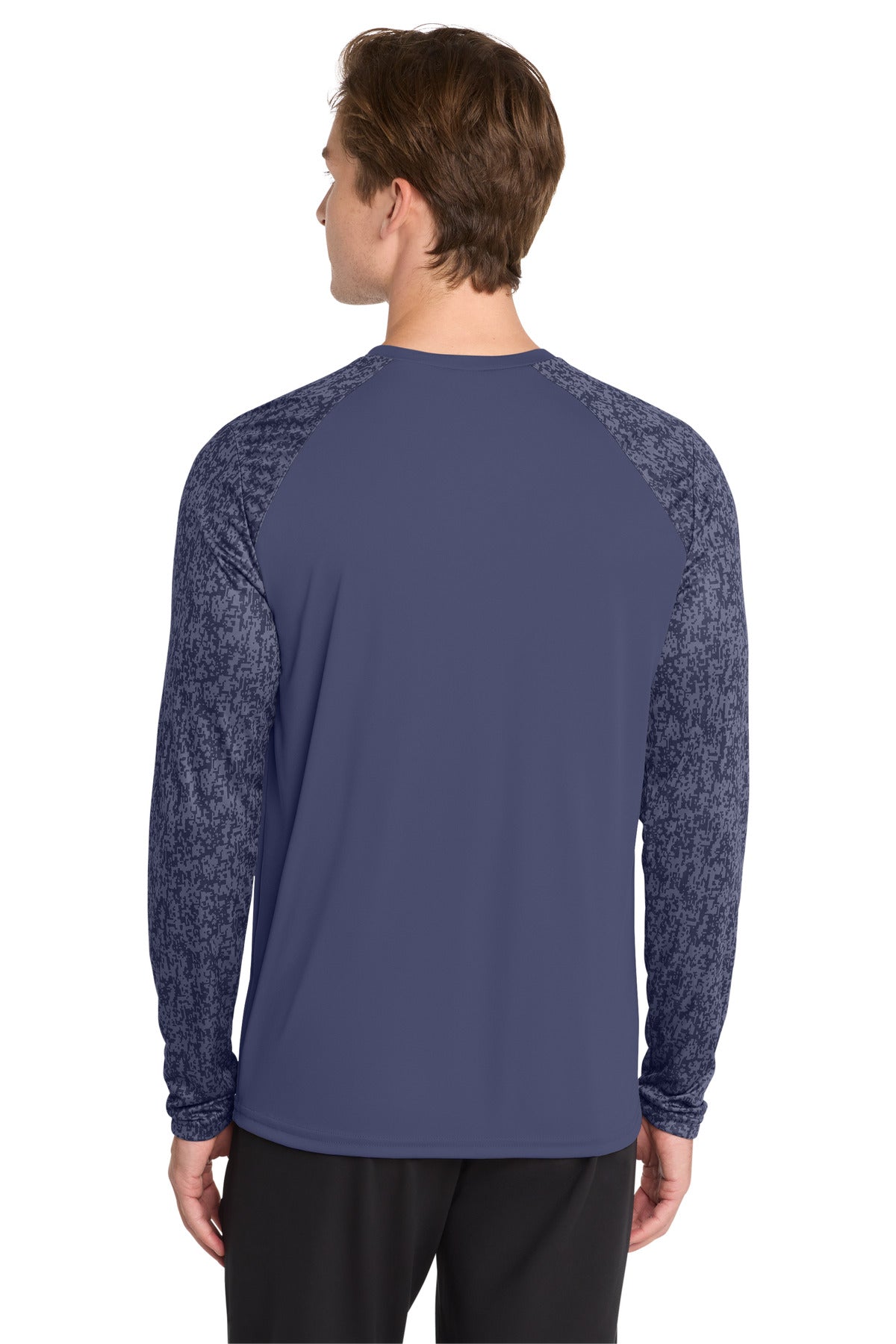 True Navy Sport-Tek Long Sleeve Digi Camo Tee. ST460LS