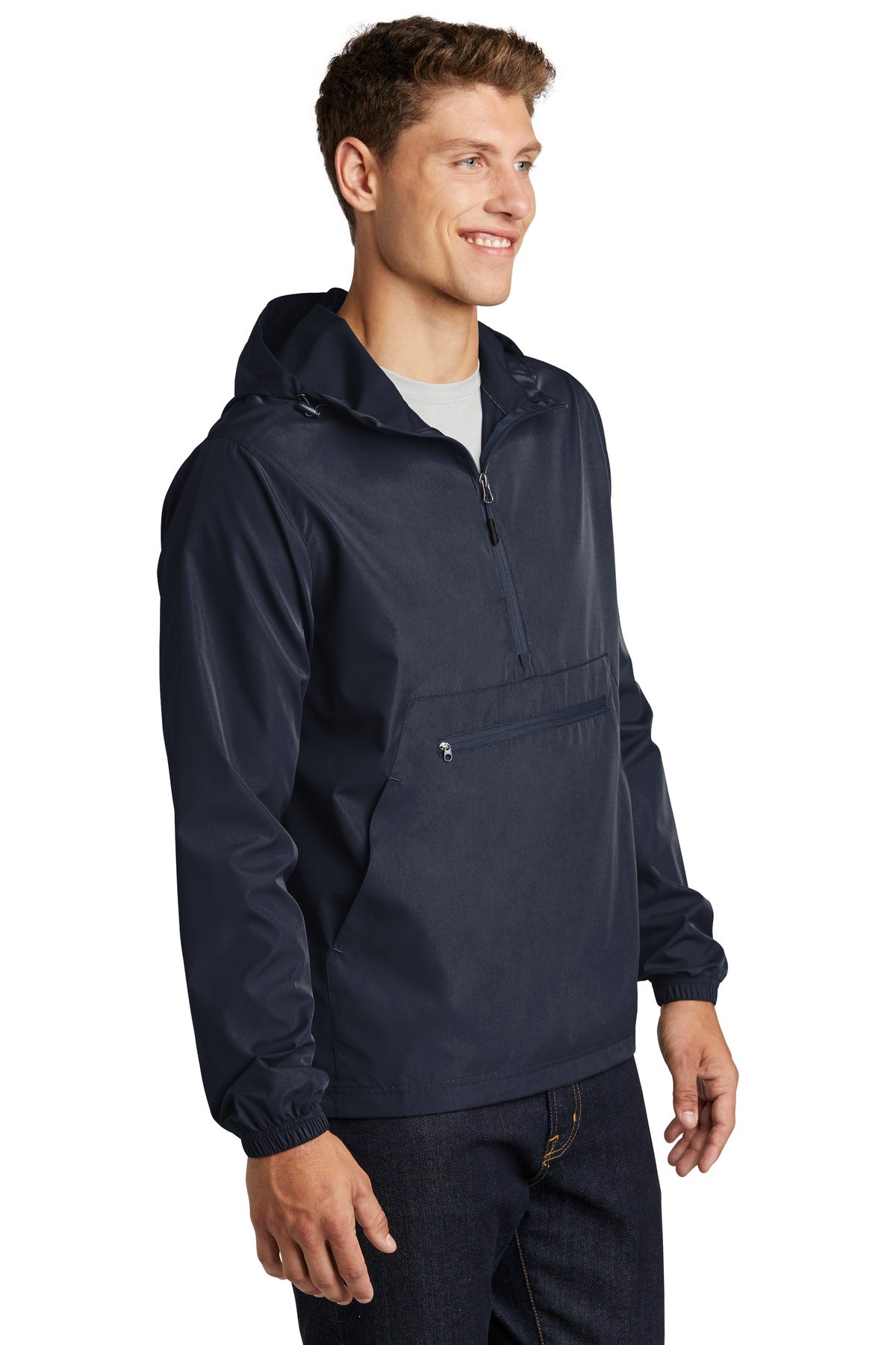 True Navy Sport-Tek Packable Anorak. JST66