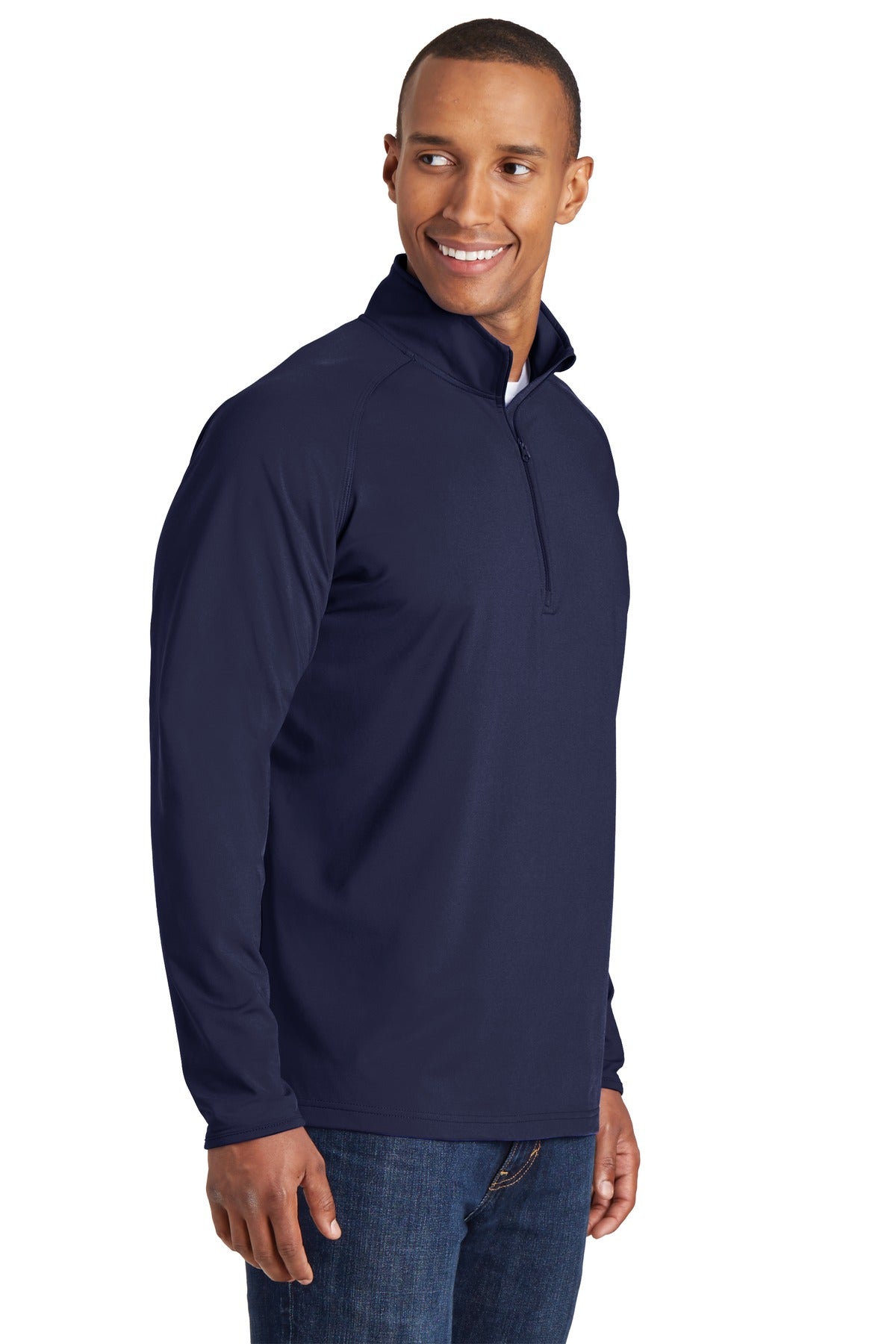 True Navy Sport-Tek Tall Sport-Wick Stretch 1/4-Zip Pullover. TST850