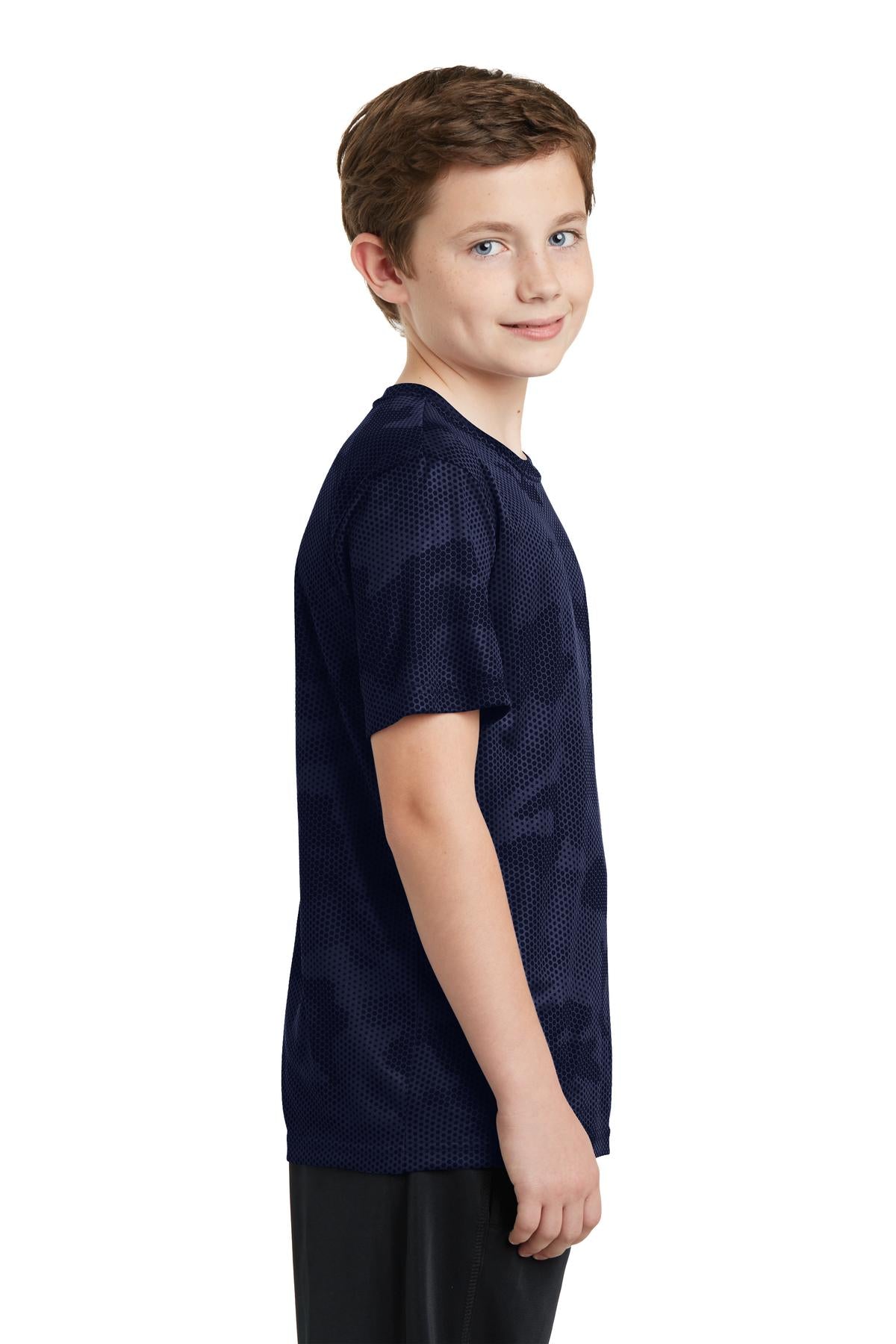 True Navy Sport-Tek Youth CamoHex Tee. YST370