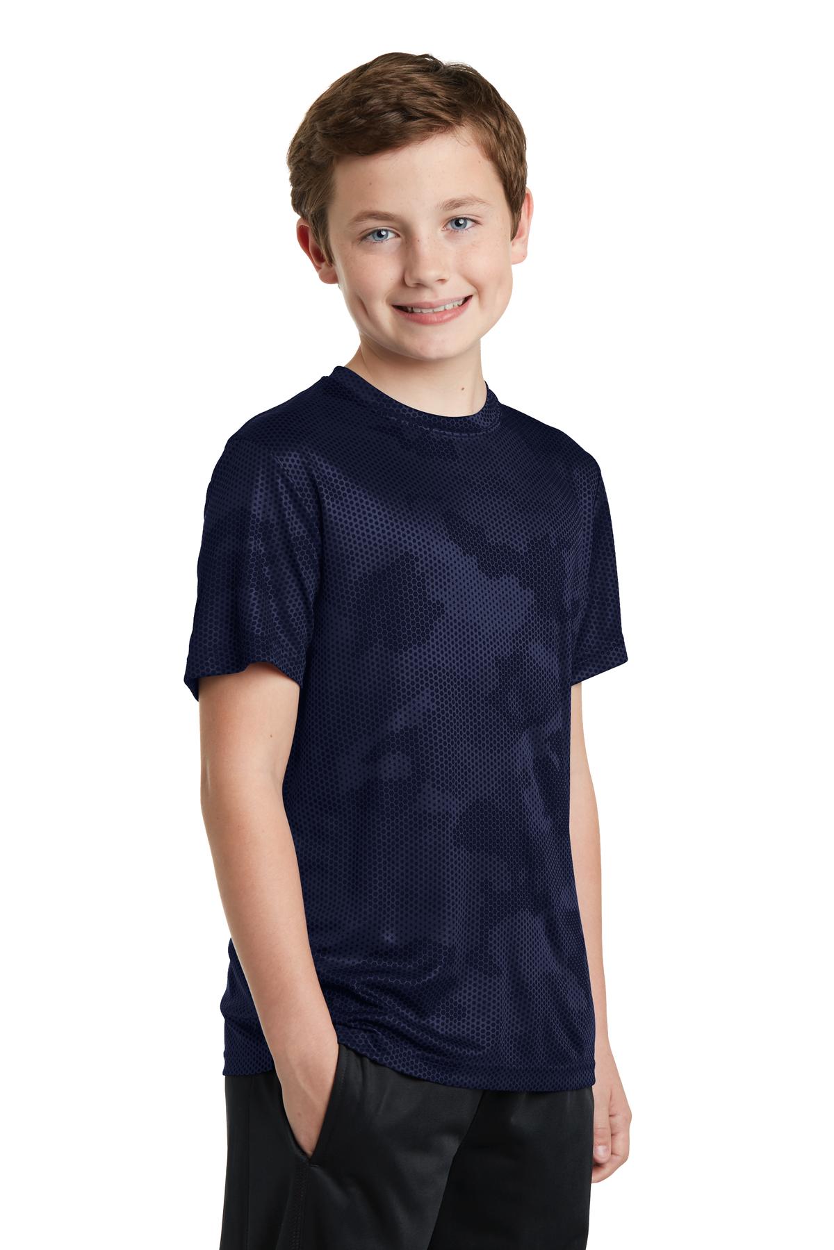 True Navy Sport-Tek Youth CamoHex Tee. YST370