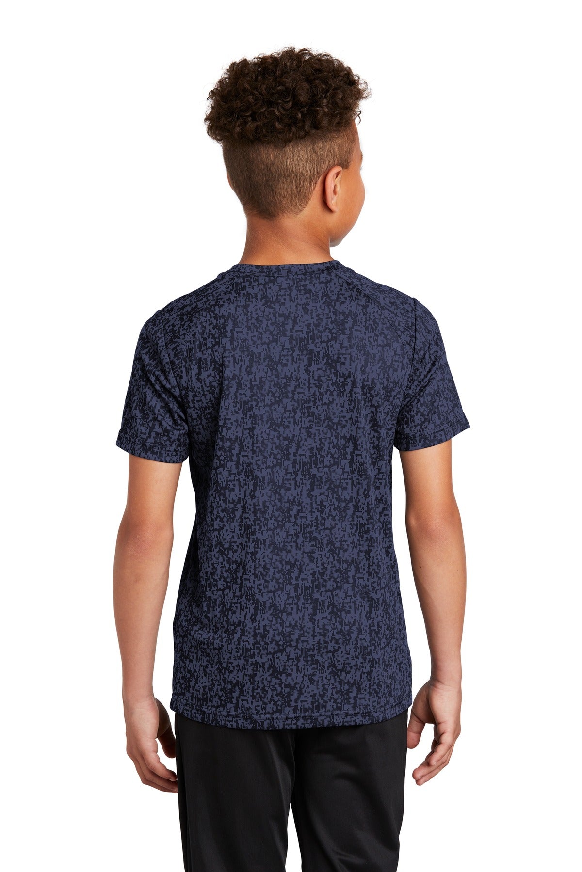 True Navy Sport-Tek Youth Digi Camo Tee. YST460