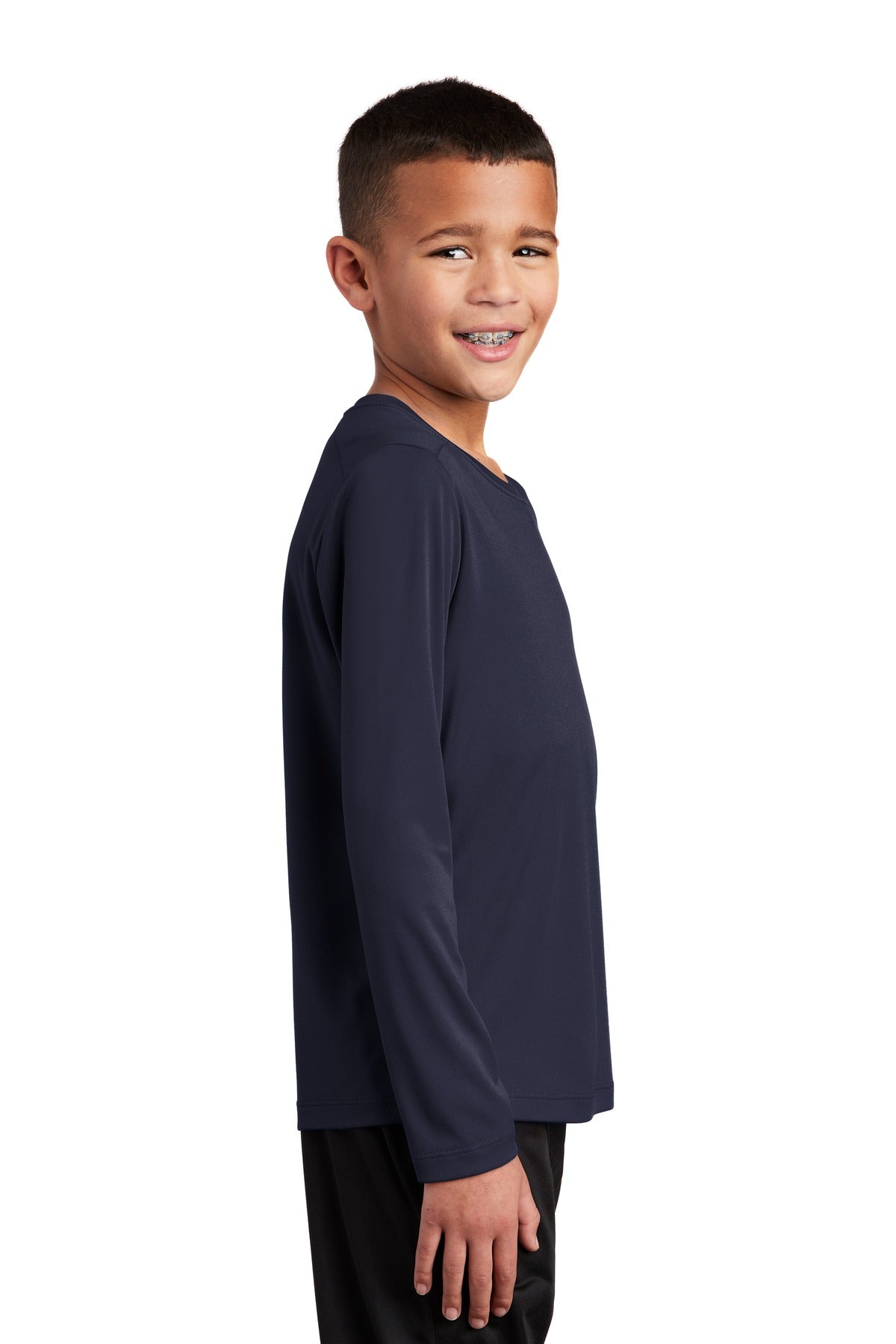 True Navy Sport-Tek Youth Posi-UV Pro Long Sleeve Tee. YST420LS