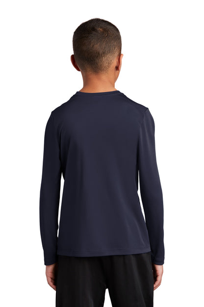 True Navy Sport-Tek Youth Posi-UV Pro Long Sleeve Tee. YST420LS