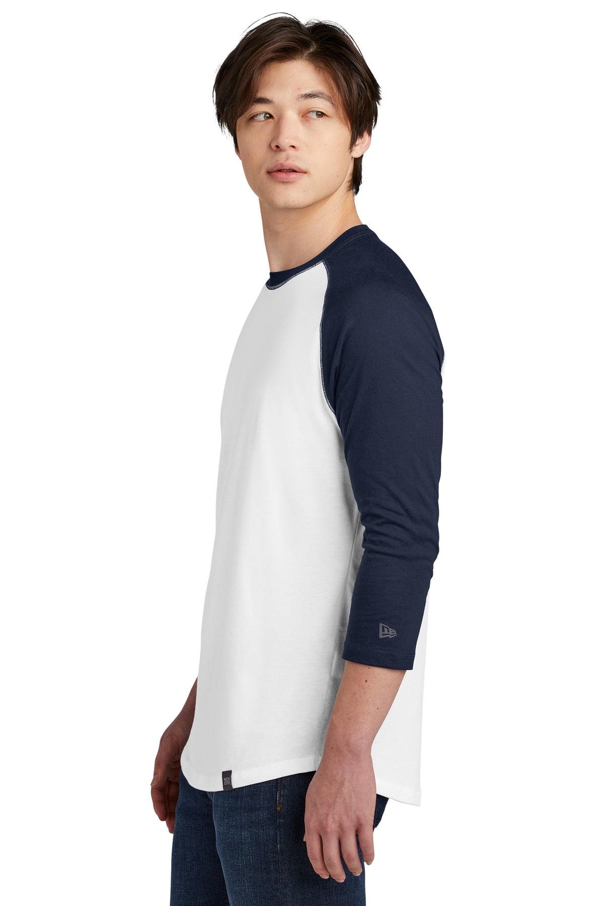 True Navy/Wht New Era Heritage Blend 3/4-Sleeve Baseball Raglan Tee. NEA104