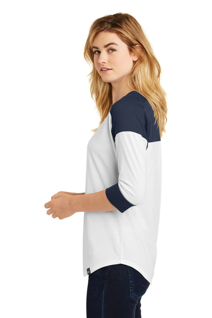 True Navy/Wht New Era Women's Heritage Blend 3/4-Sleeve Baseball Raglan Tee. LNEA104