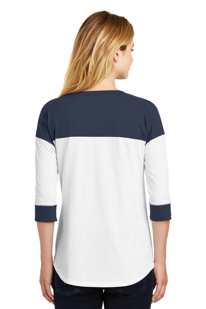 True Navy/Wht New Era Women's Heritage Blend 3/4-Sleeve Baseball Raglan Tee. LNEA104