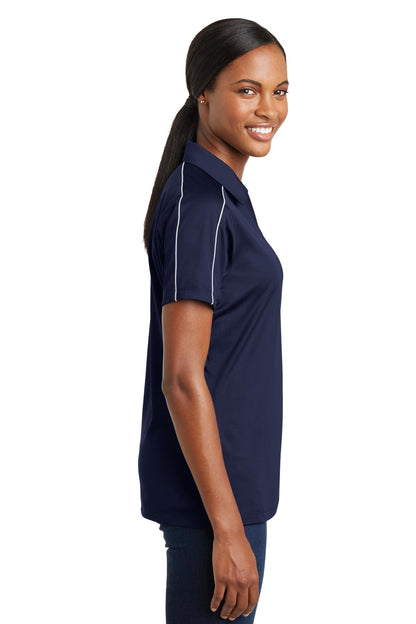 True Navy/Wht Sport-Tek Women's Micropique Sport-Wick Piped Polo. LST653