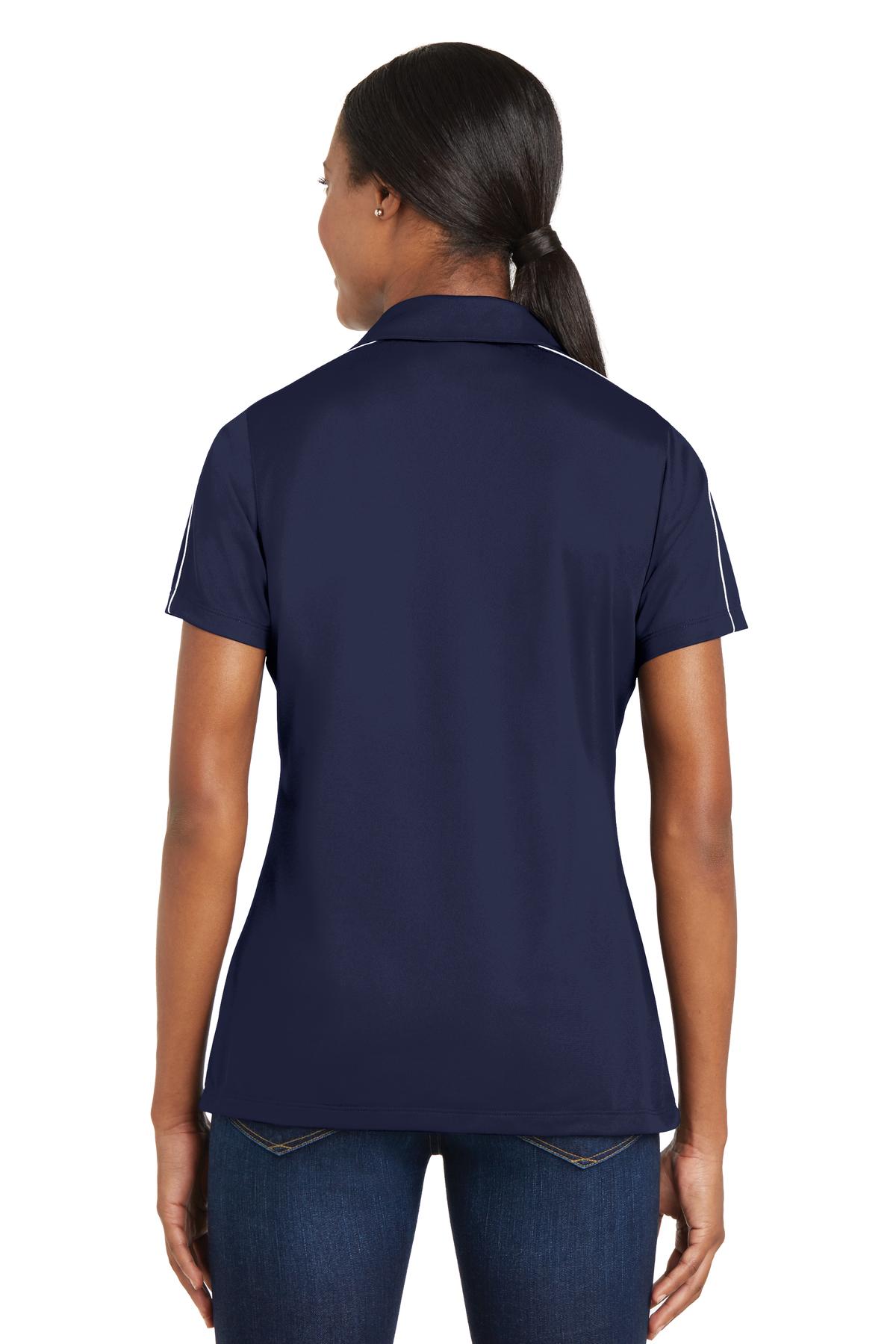 True Navy/Wht Sport-Tek Women's Micropique Sport-Wick Piped Polo. LST653
