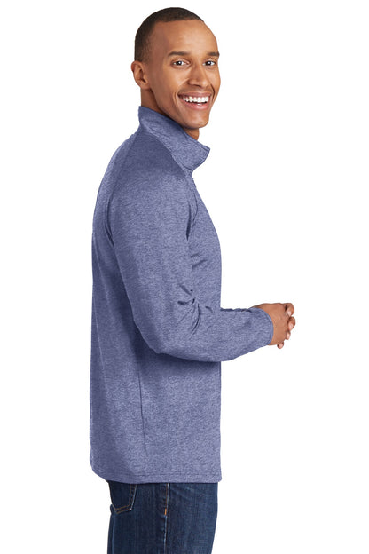 True Nvy Hthr Sport-Tek Sport-Wick Stretch 1/4-Zip Pullover. ST850