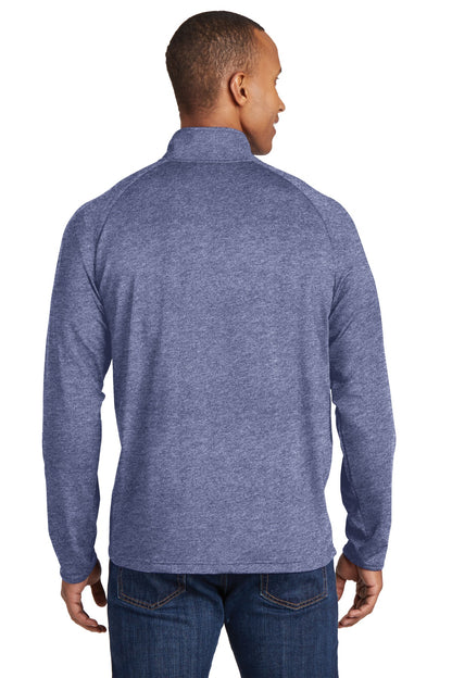 True Nvy Hthr Sport-Tek Sport-Wick Stretch 1/4-Zip Pullover. ST850