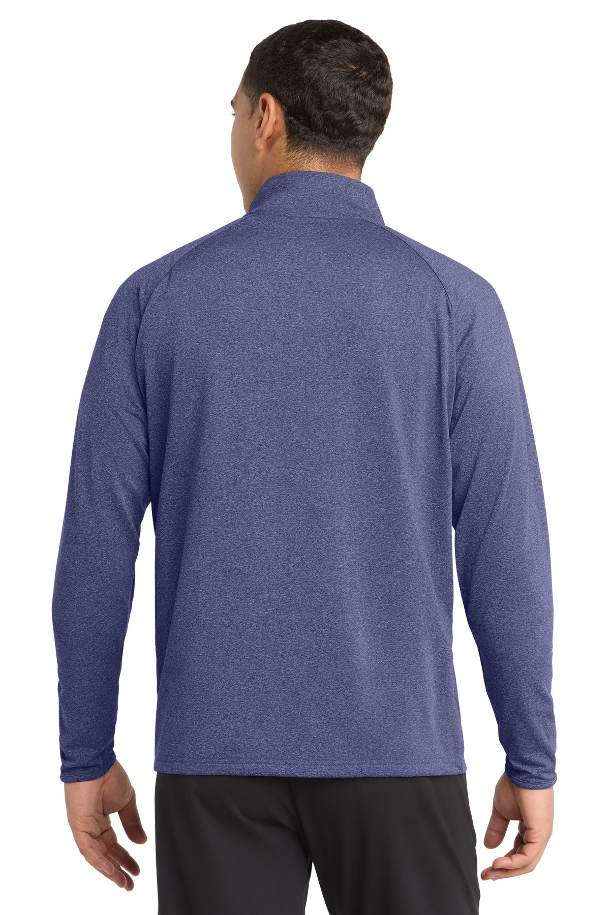 True Nvy Hthr Sport-Tek Sport-Wick Stretch 1/4-Zip Pullover. ST850