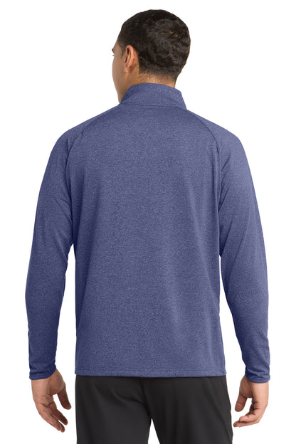 True Nvy Hthr Sport-Tek Sport-Wick Stretch 1/4-Zip Pullover. ST850