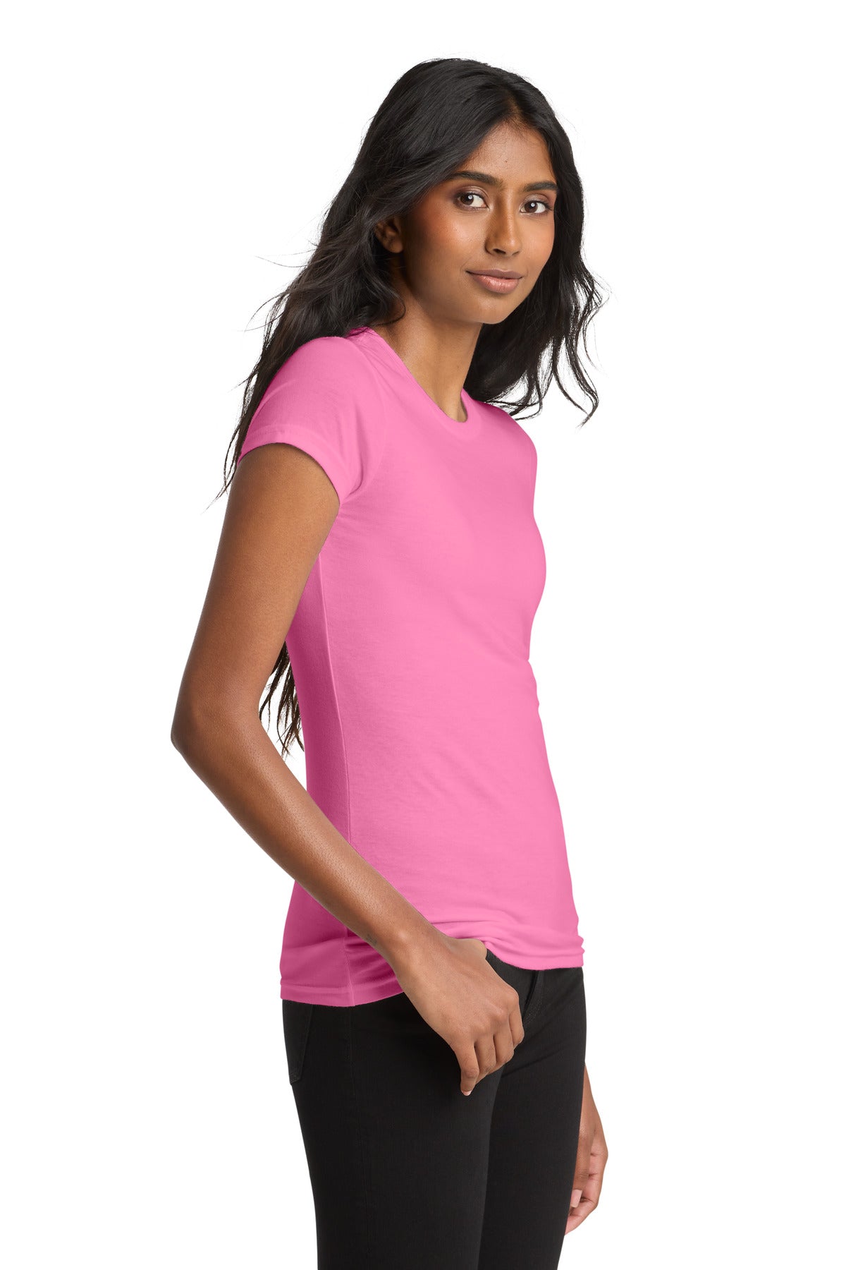 True Pink District Women's Fitted Very Important Tee . DT6001