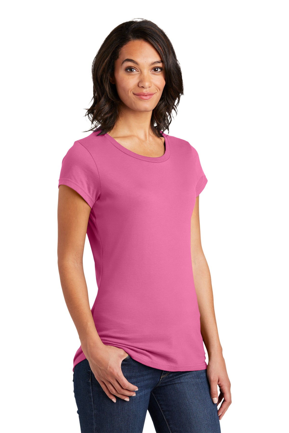 True Pink District Women's Fitted Very Important Tee . DT6001