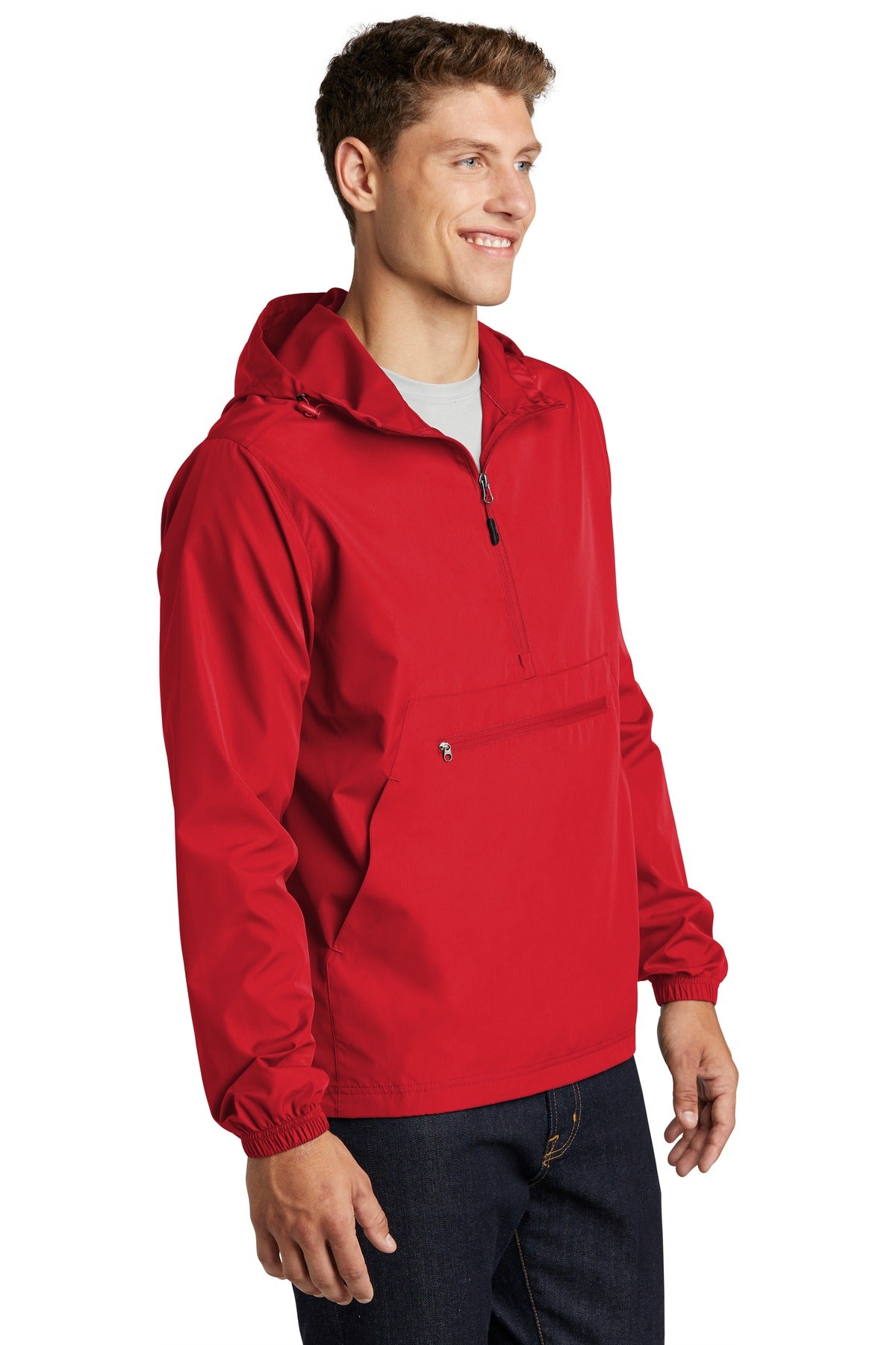 True Red Sport-Tek Packable Anorak. JST66