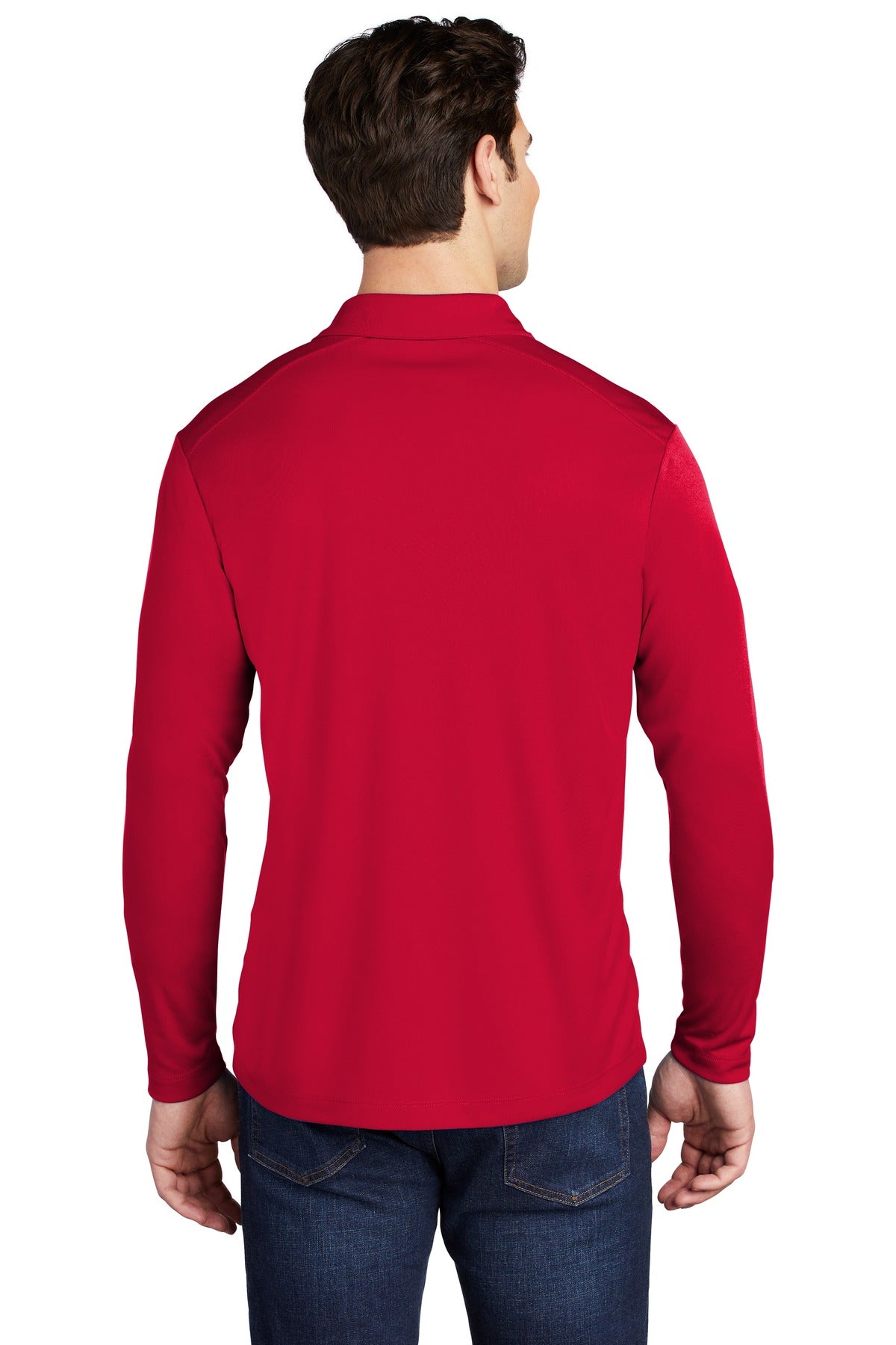 True Red Sport-Tek Posi-UV Pro Long Sleeve Polo. ST520LS