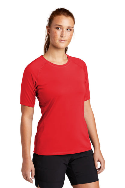 True Red Sport-Tek Women's Rashguard Tee. LST470