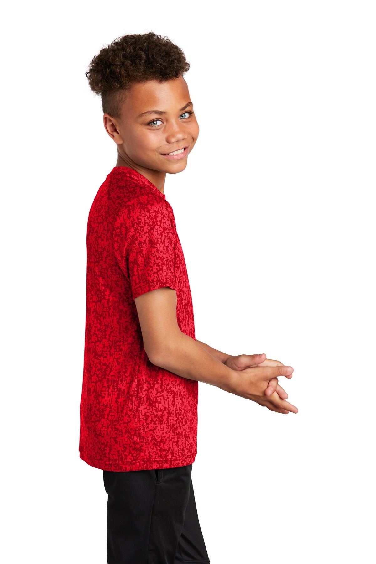 True Red Sport-Tek Youth Digi Camo Tee. YST460