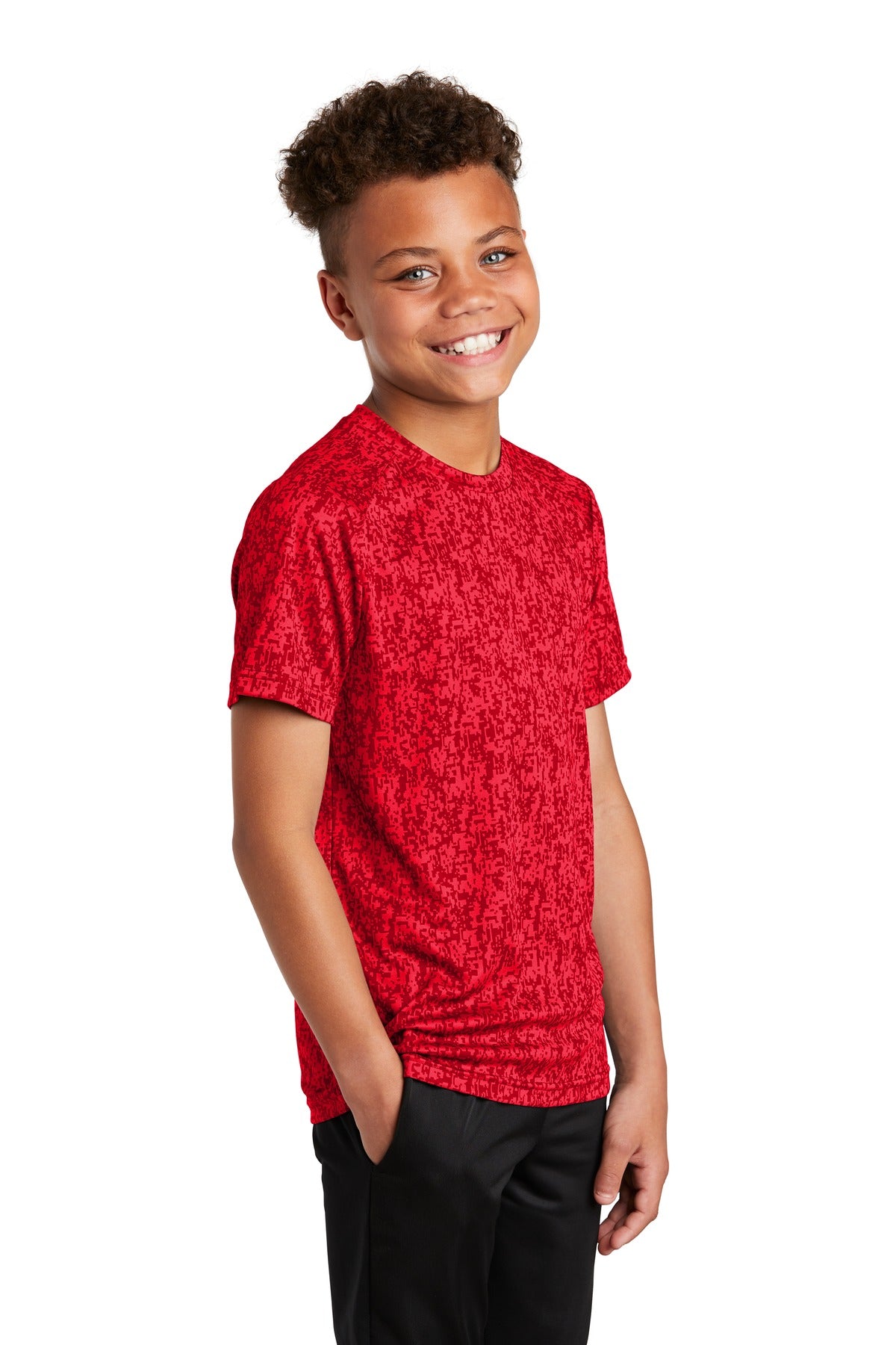 True Red Sport-Tek Youth Digi Camo Tee. YST460