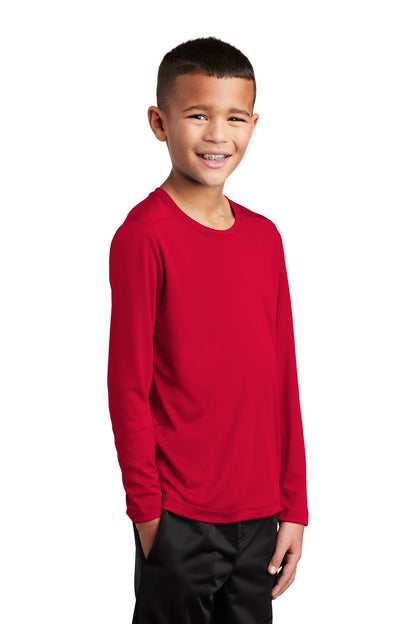 True Red Sport-Tek Youth Posi-UV Pro Long Sleeve Tee. YST420LS