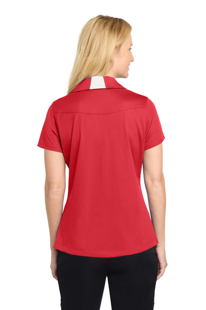 True Red/Wht Sport-Tek Women's Side Blocked Micropique Sport-Wick Polo. LST655