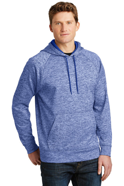 True Royal Ele Sport-Tek PosiCharge Electric Heather Fleece Hooded Pullover. ST225