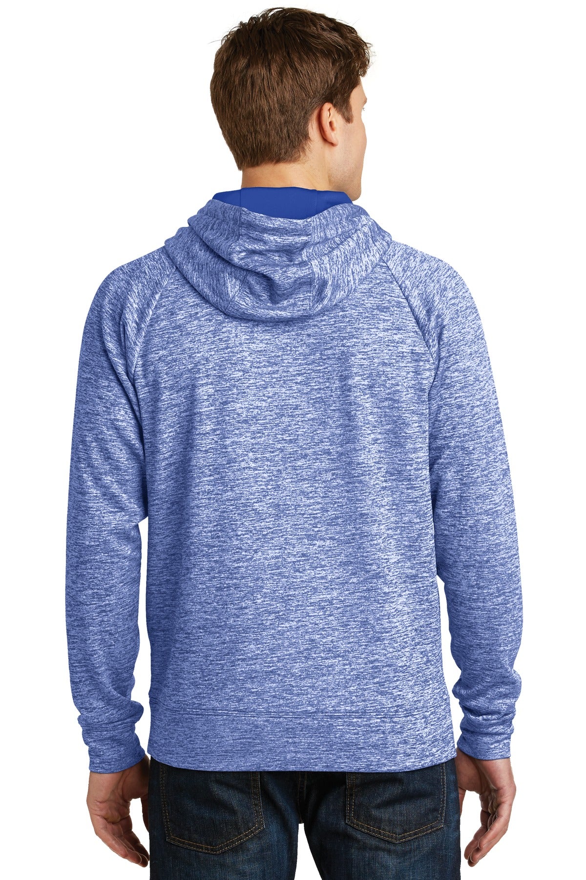 True Royal Ele Sport-Tek PosiCharge Electric Heather Fleece Hooded Pullover. ST225