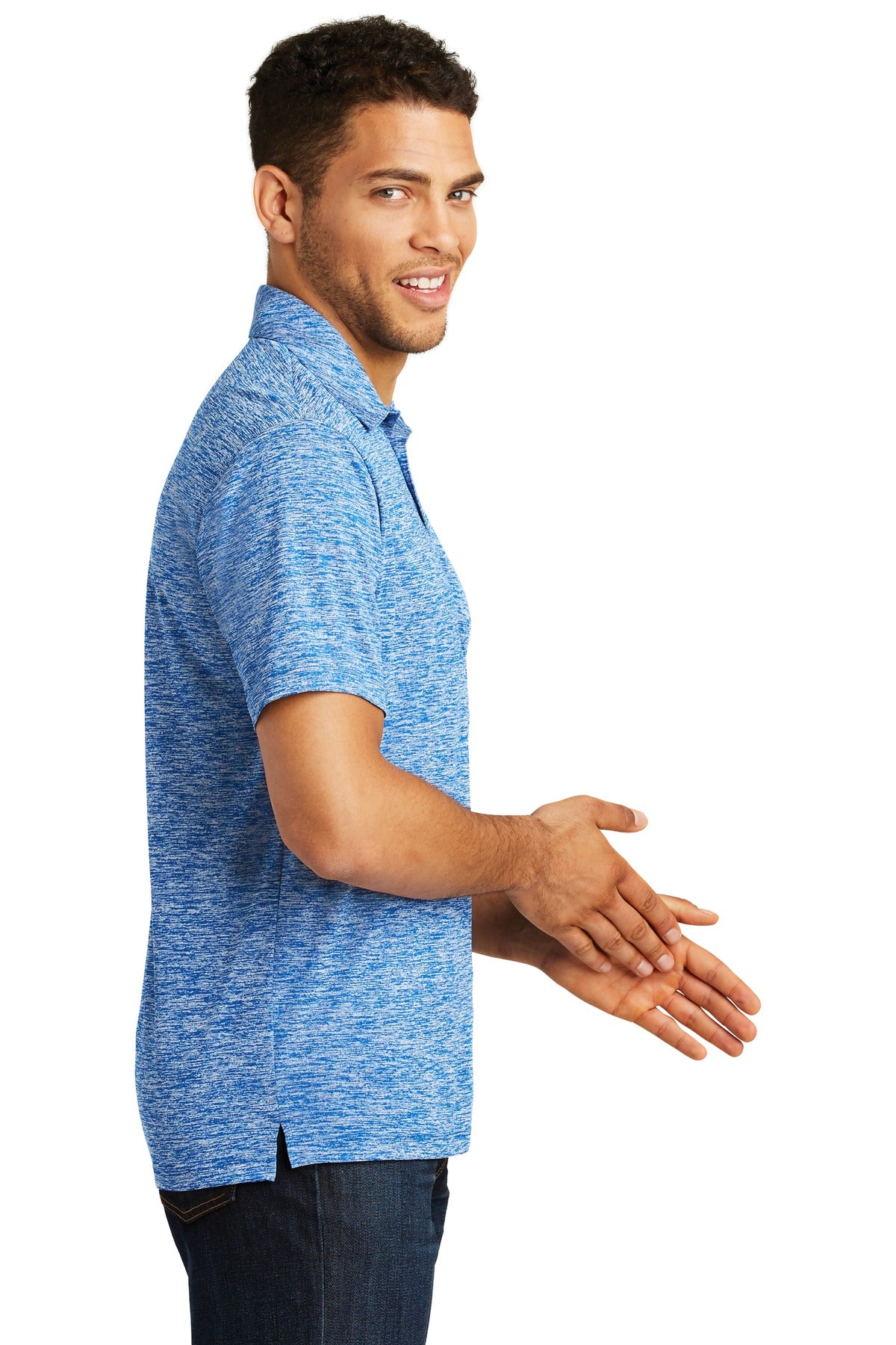 True Royal Ele Sport-Tek PosiCharge Electric Heather Polo. ST590