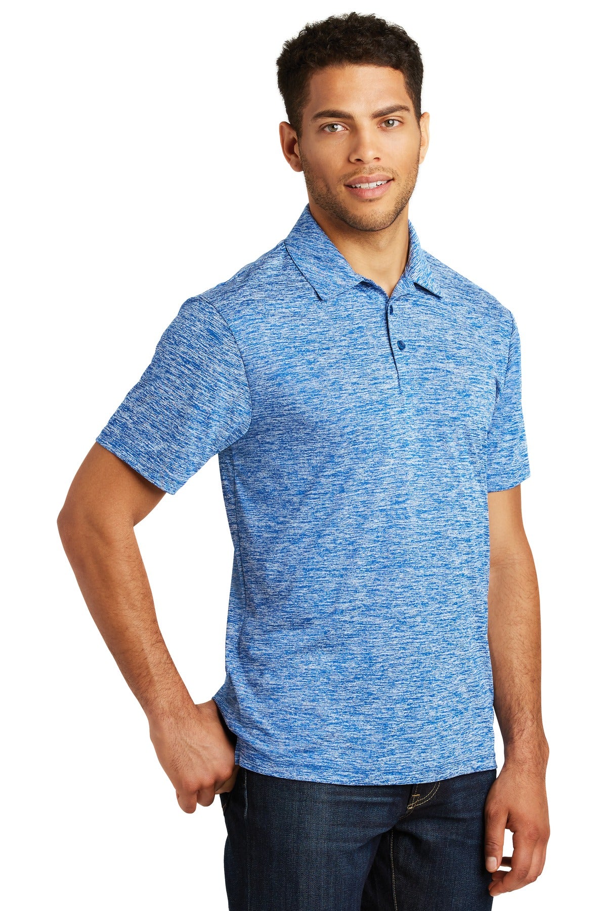 True Royal Ele Sport-Tek PosiCharge Electric Heather Polo. ST590