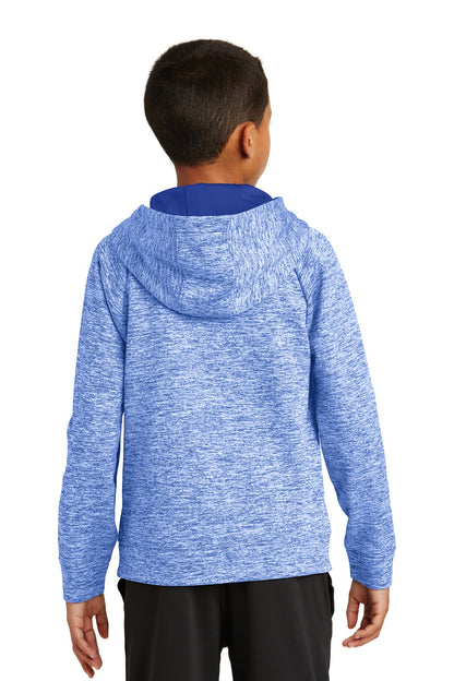 True Royal Ele Sport-Tek Youth PosiCharge Electric Heather Fleece Hooded Pullover. YST225
