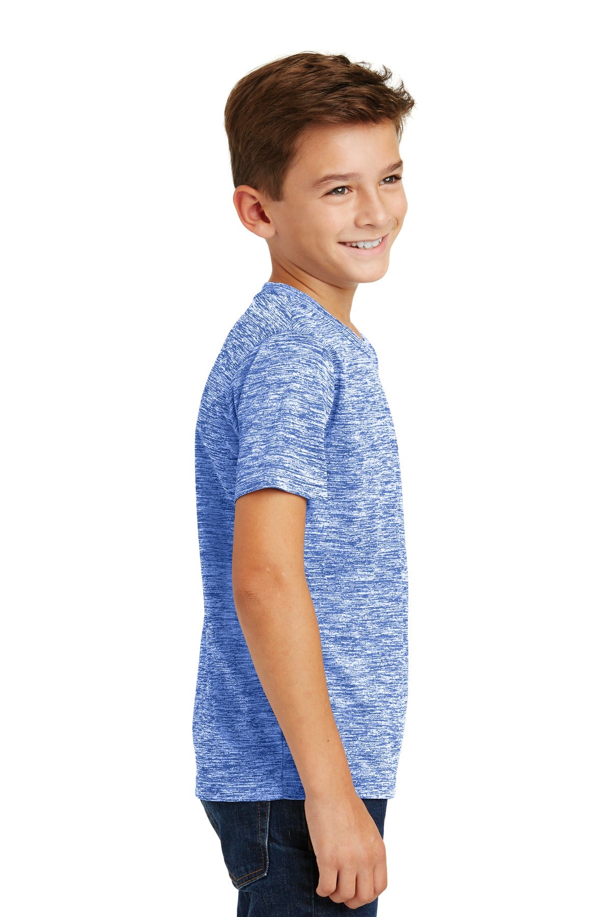 True Royal Ele Sport-Tek Youth PosiCharge Electric Heather Tee. YST390