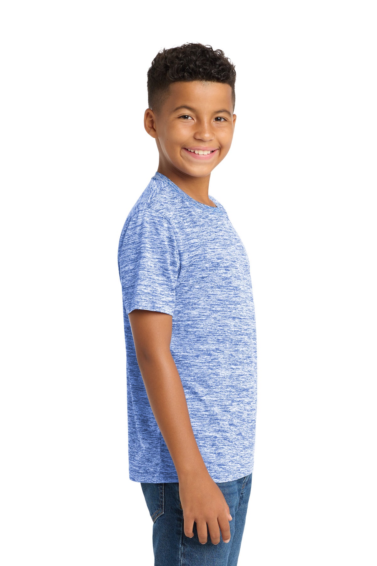 True Royal Ele Sport-Tek Youth PosiCharge Electric Heather Tee. YST390