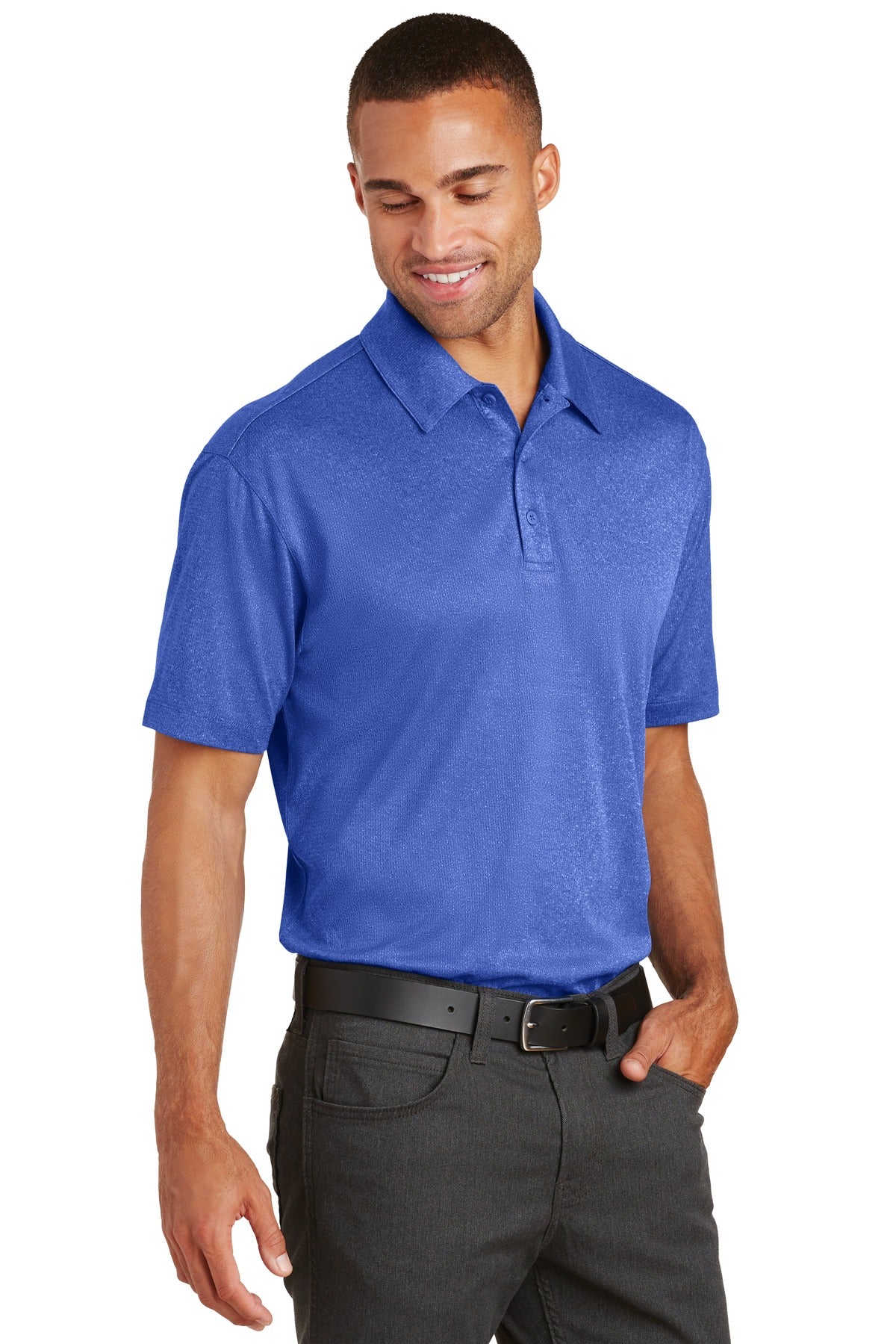 True Royal Hth Port Authority Trace Heather Polo. K576