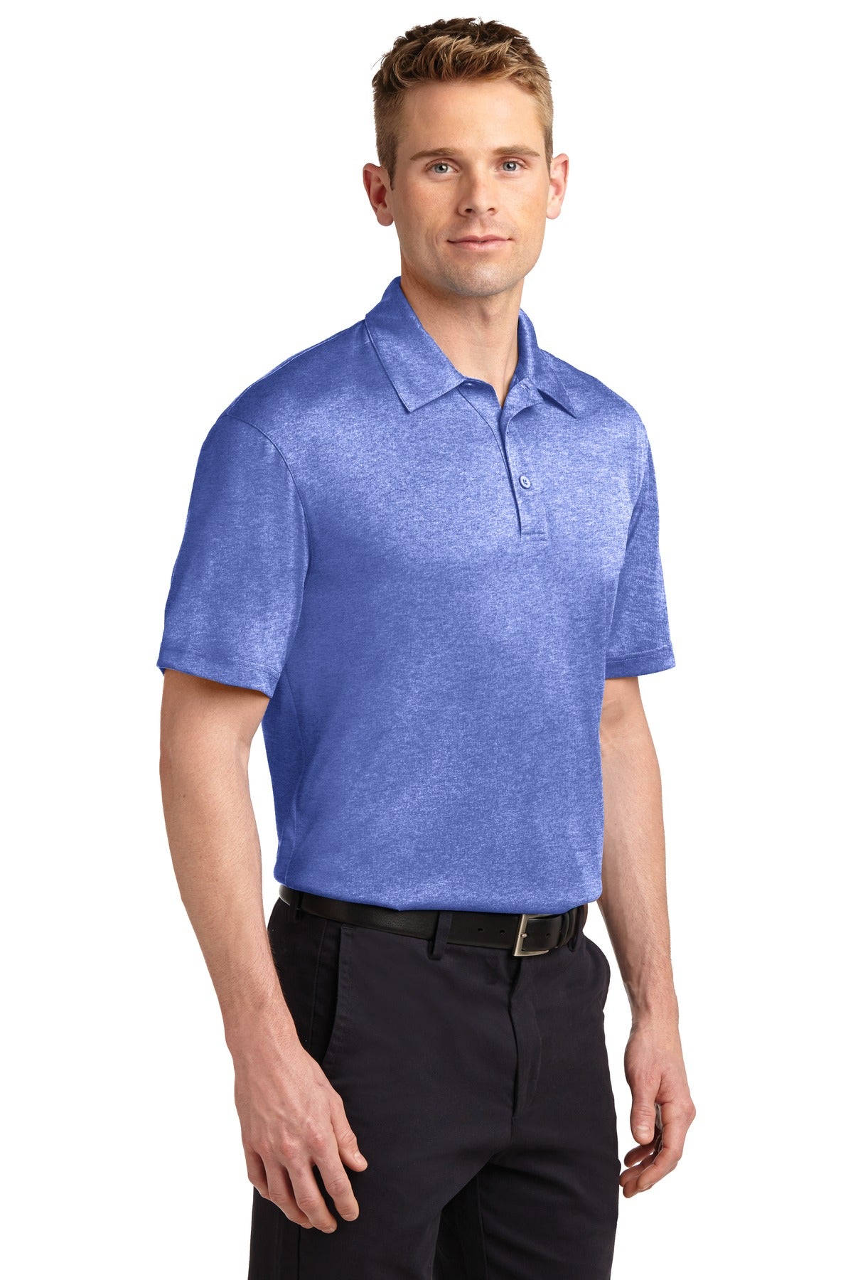 True Royal Hth Sport-Tek Heather Contender Polo. ST660