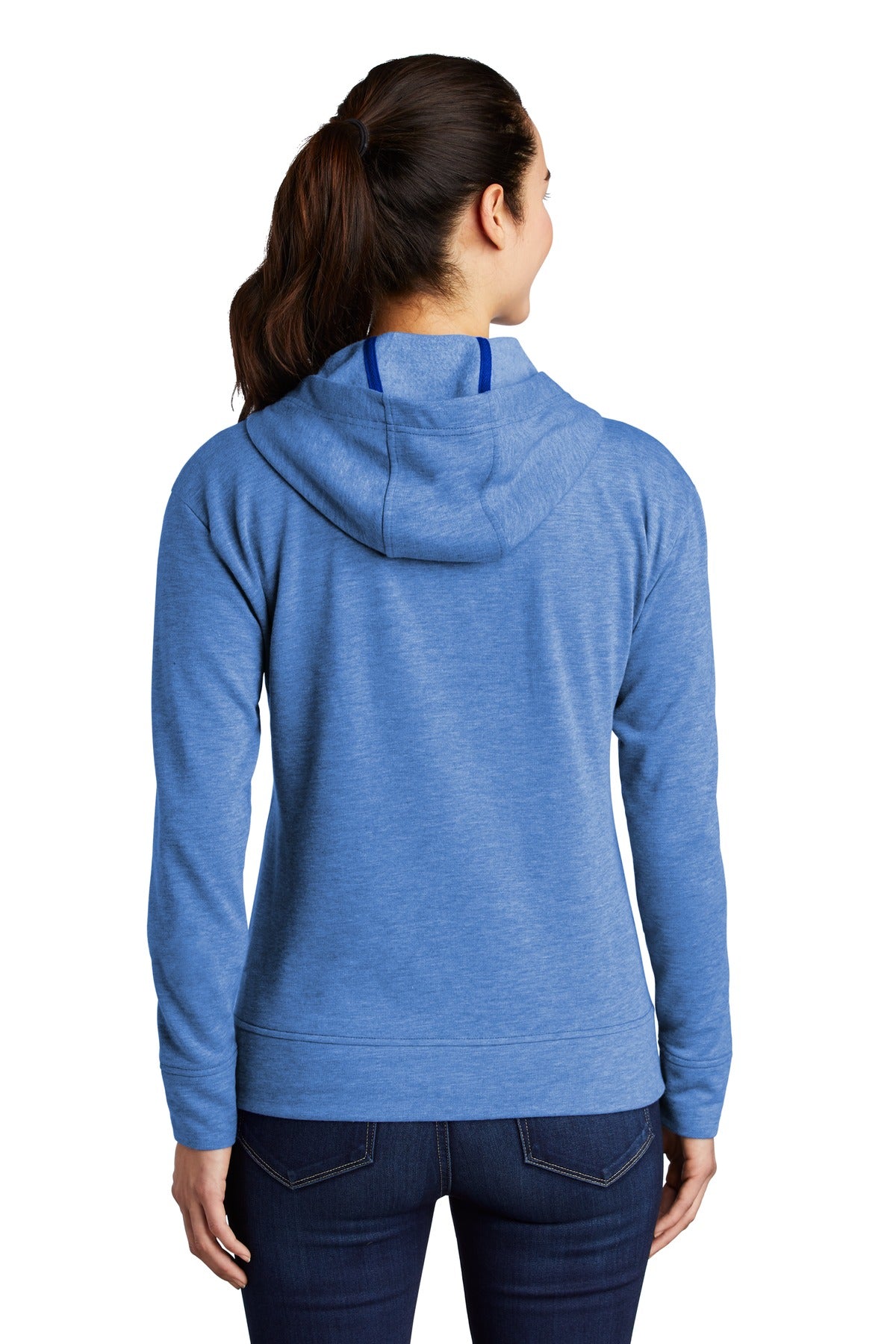True Royal Hth Sport-Tek Women's PosiCharge Tri-Blend Wicking Fleece Full-Zip Hooded Jacket LST293